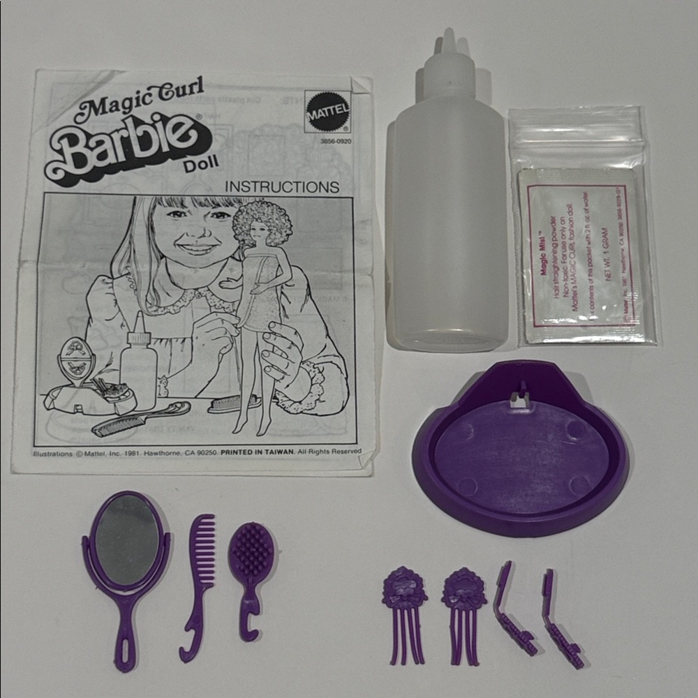 1981 Magic Curl Barbie Accessories and Instruction Booklet